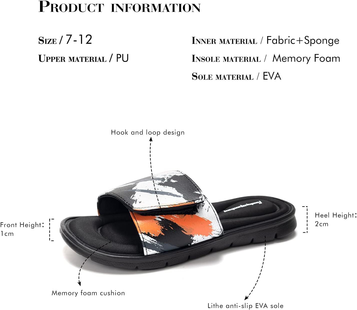 imageFUNKYMONKEY Memory Foam Sandals for Men Outdoor Adjustable Comfort Graphic Strap Slide SandalsBlackColorful