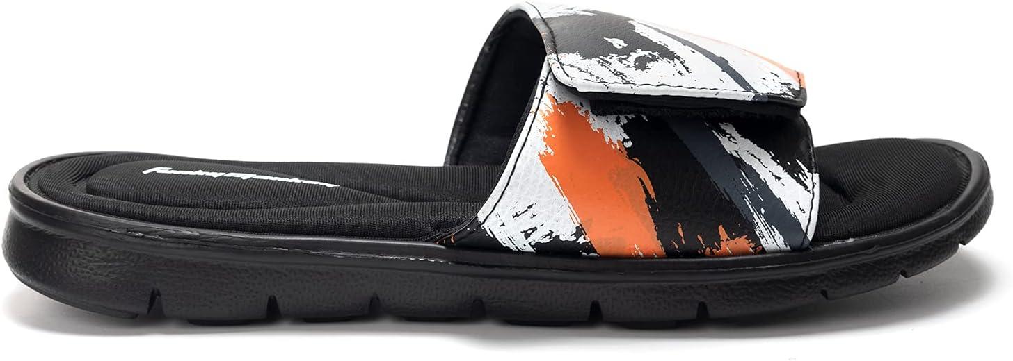 imageFUNKYMONKEY Memory Foam Sandals for Men Outdoor Adjustable Comfort Graphic Strap Slide SandalsBlackColorful
