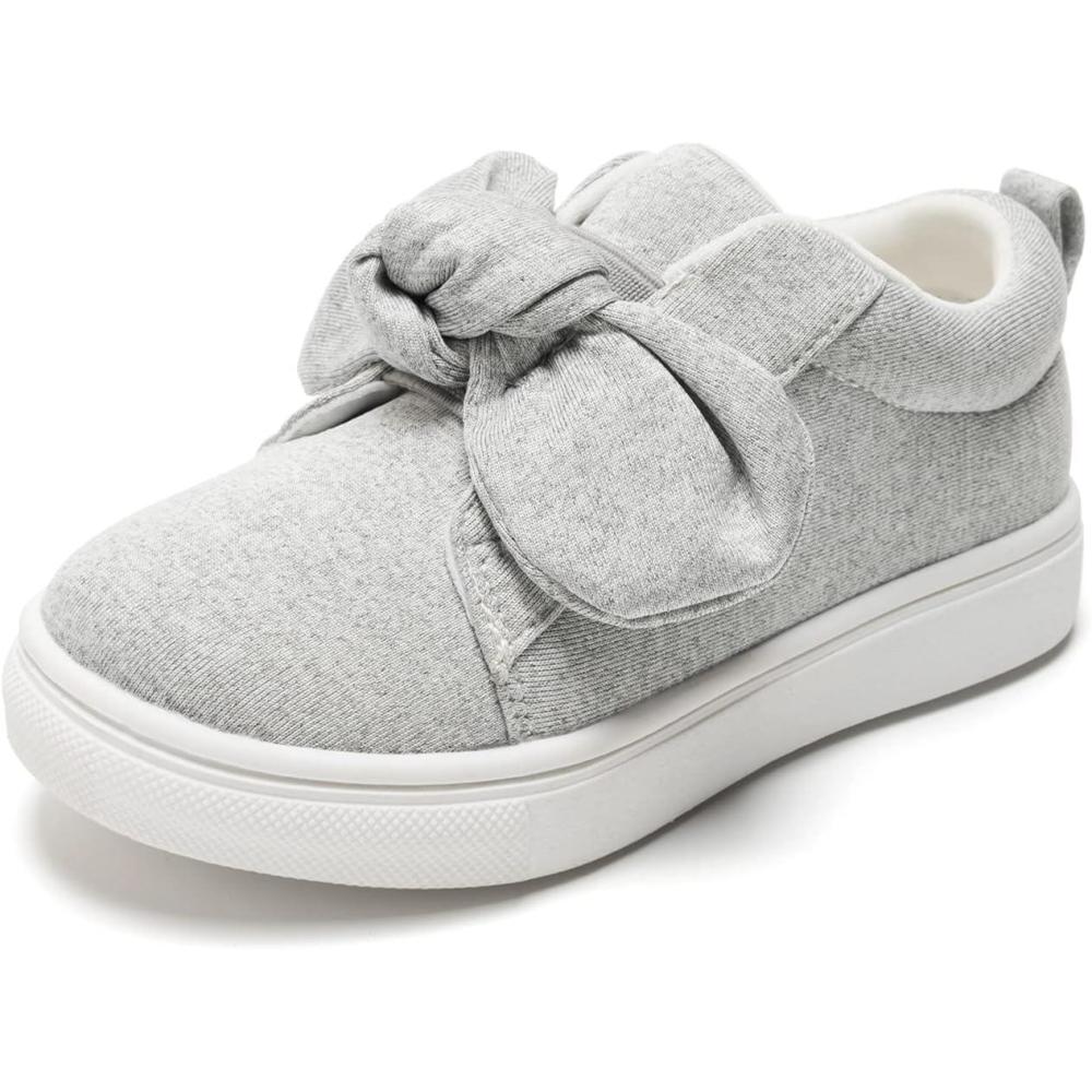 imageFUNKYMONKEY Girls Sneakers Lightweight Cute Bowknot Casual Walking Shoes for ToddlerLittle KidsLt Grey