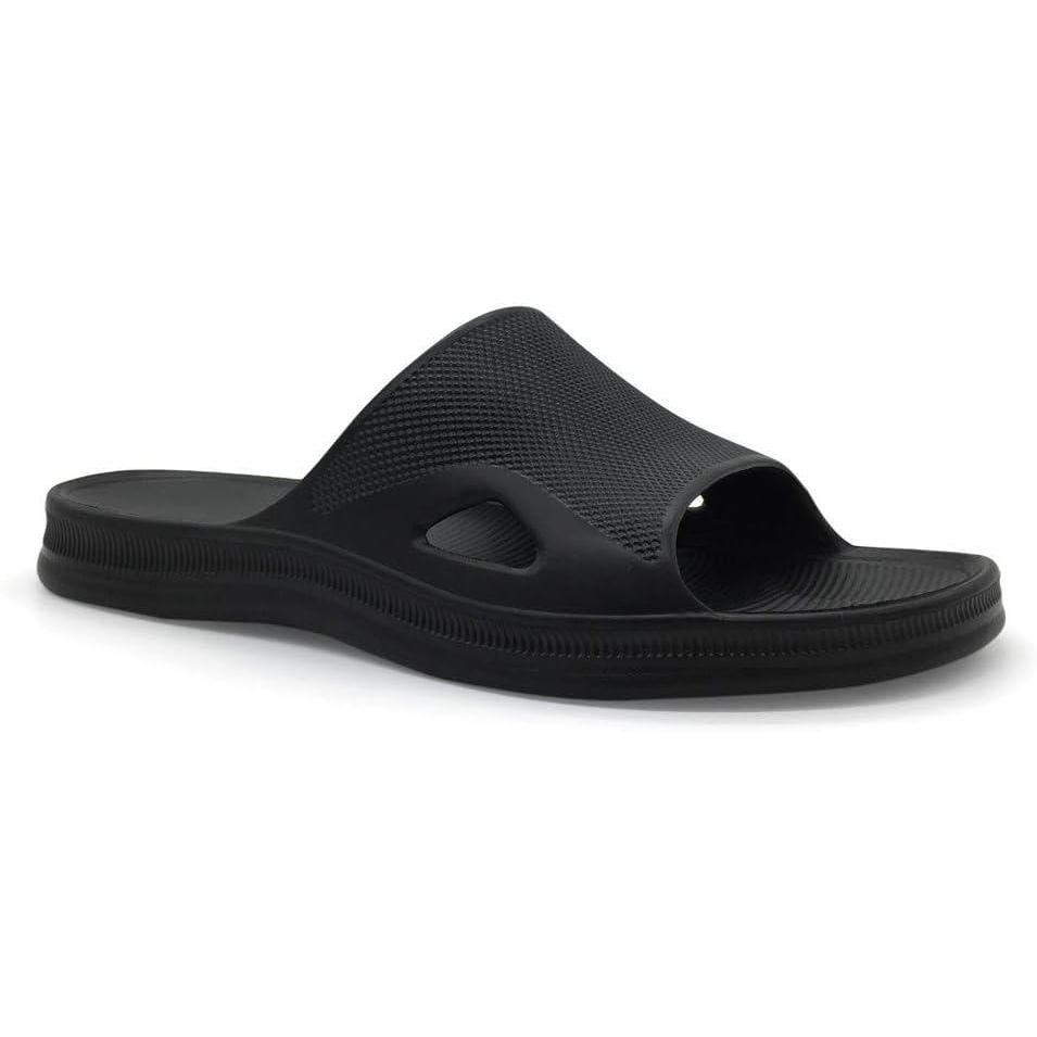imageFUNKYMONKEY Mens Bathroom Shower Slippers Indoor Home Beach Non Slip SandalDark Black