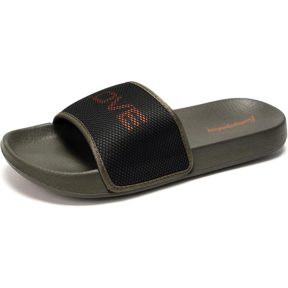 imageFUNKYMONKEY Mens Casual Sandal Slippers Outdoor Indoor Slide for MenDk GreenOrange