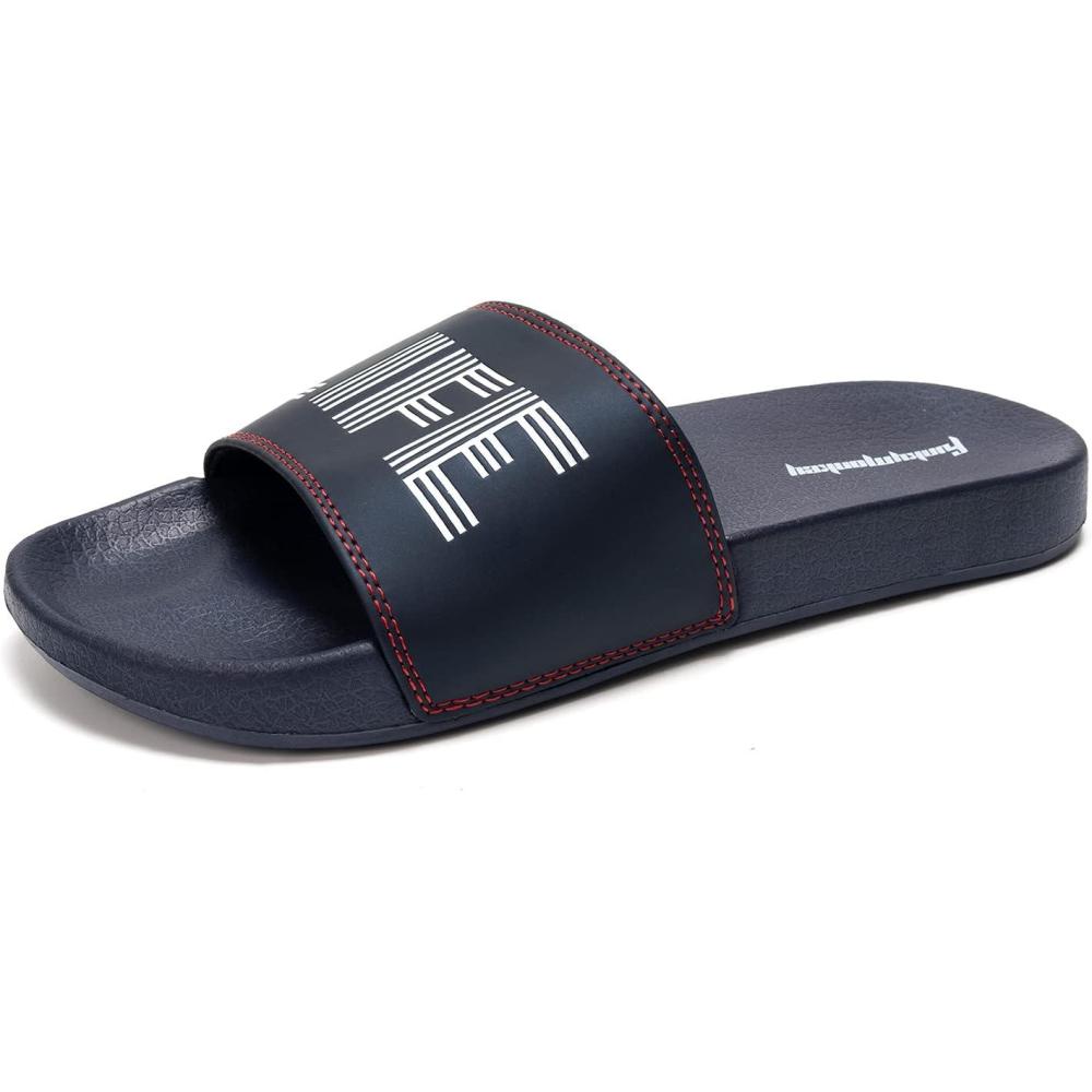 imageFUNKYMONKEY Mens Casual Sandal Slippers Outdoor Indoor Slide for MenNavyWhite