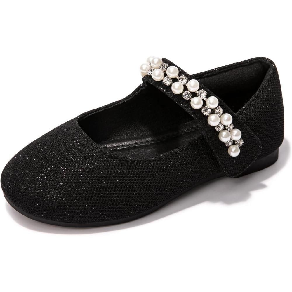 imageFUNKYMONKEY ToddlerLittle Girl Mary Jane Dress Shoes Casual Slip on Ballet FlatBlackZzlt