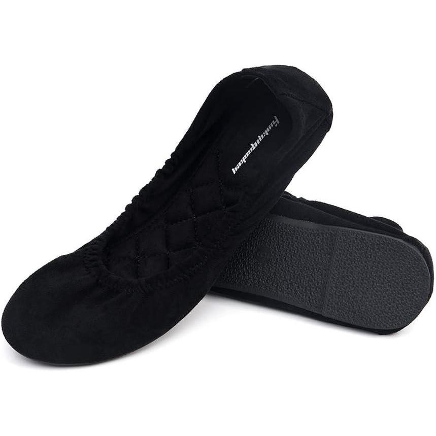 imageFUNKYMONKEY Womens Ballet Flats Soft Round Toe Comfortable ShoesBlack