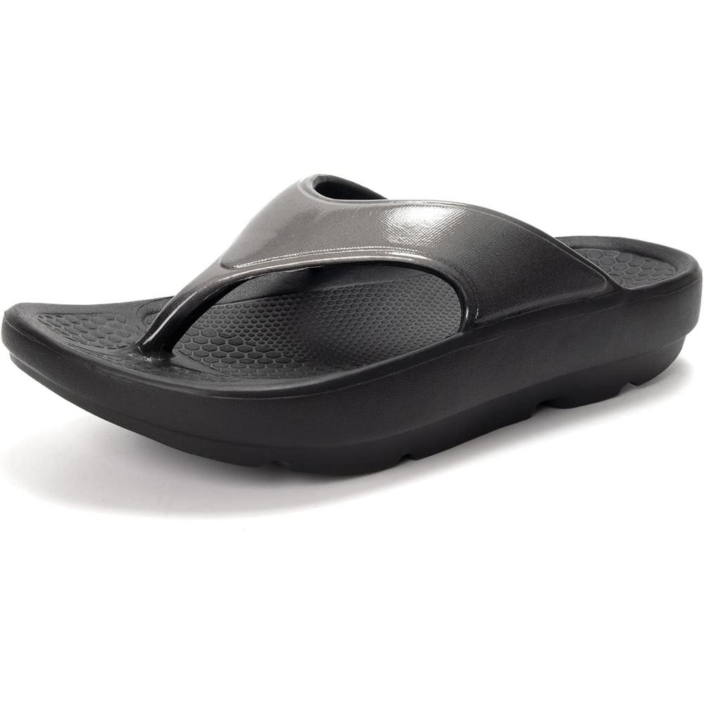 imageFUNKYMONKEY Womens Thong Flip Flop Ultra Soft Arch Support SandalsBlackSilver