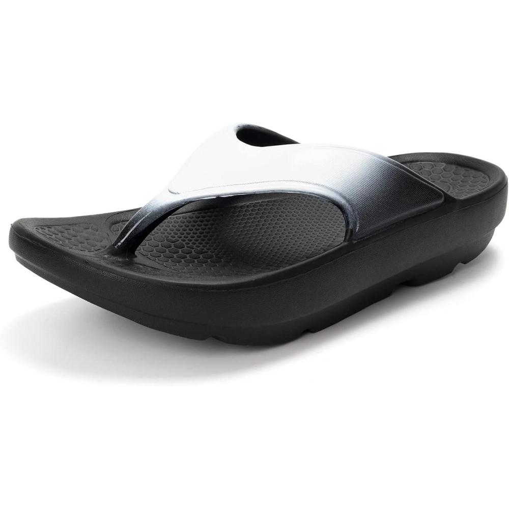 imageFUNKYMONKEY Womens Thong Flip Flop Ultra Soft Arch Support SandalsBlackWhite