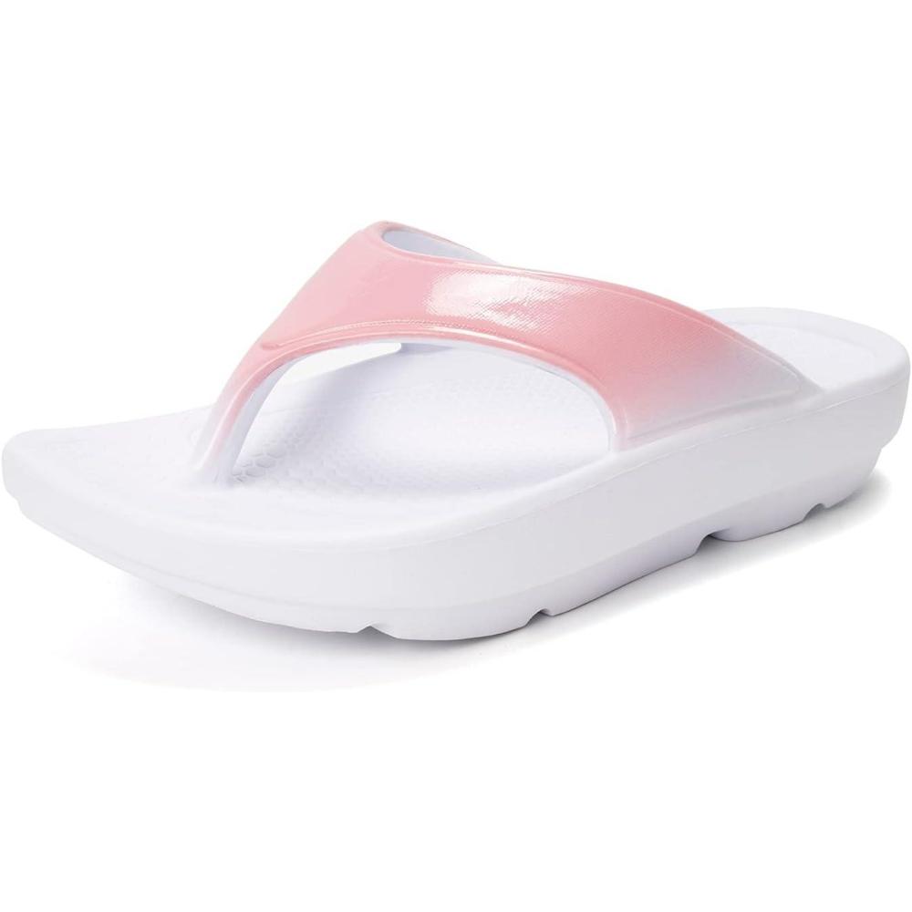 imageFUNKYMONKEY Womens Thong Flip Flop Ultra Soft Arch Support SandalsWhitePink