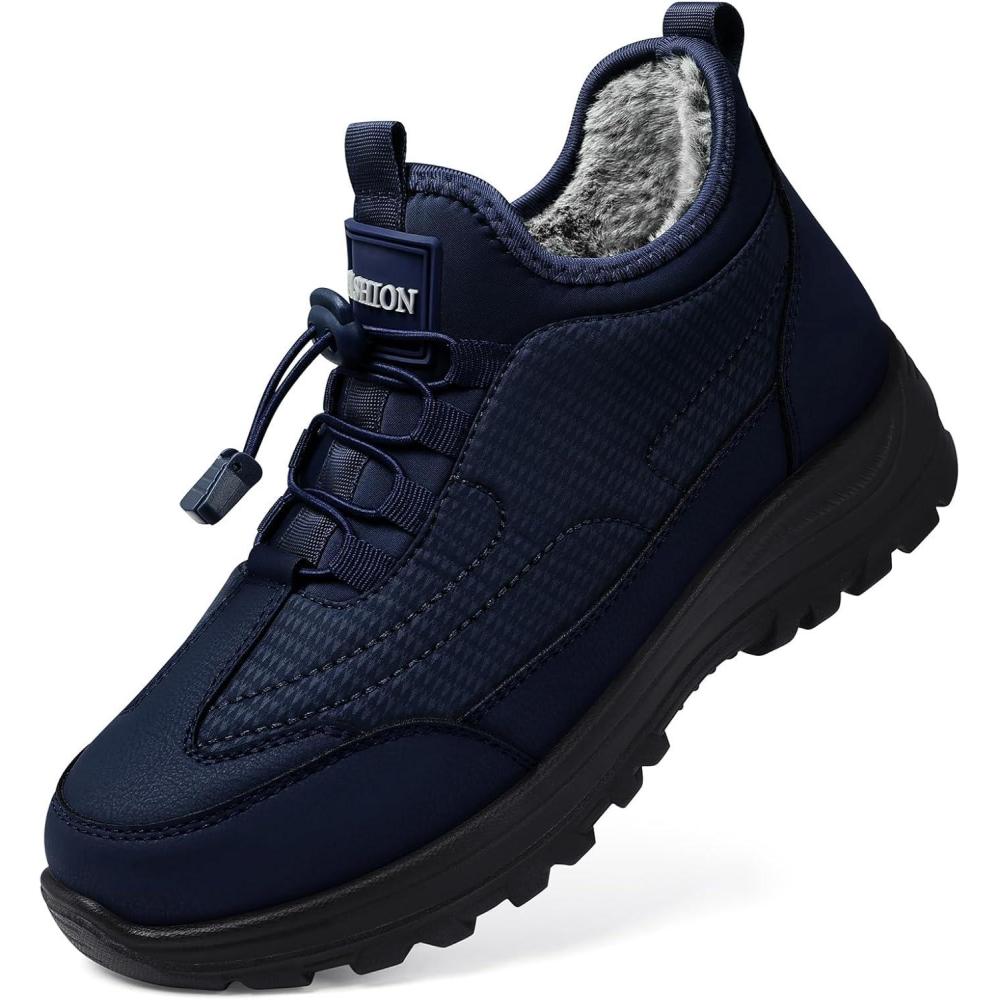 imageTEMOFON Snow Boots for Women Winter Waterproof Slip On Fur Warm Woman Shoes 2025  Walking Comfortable Ankle Booties2887 Blue