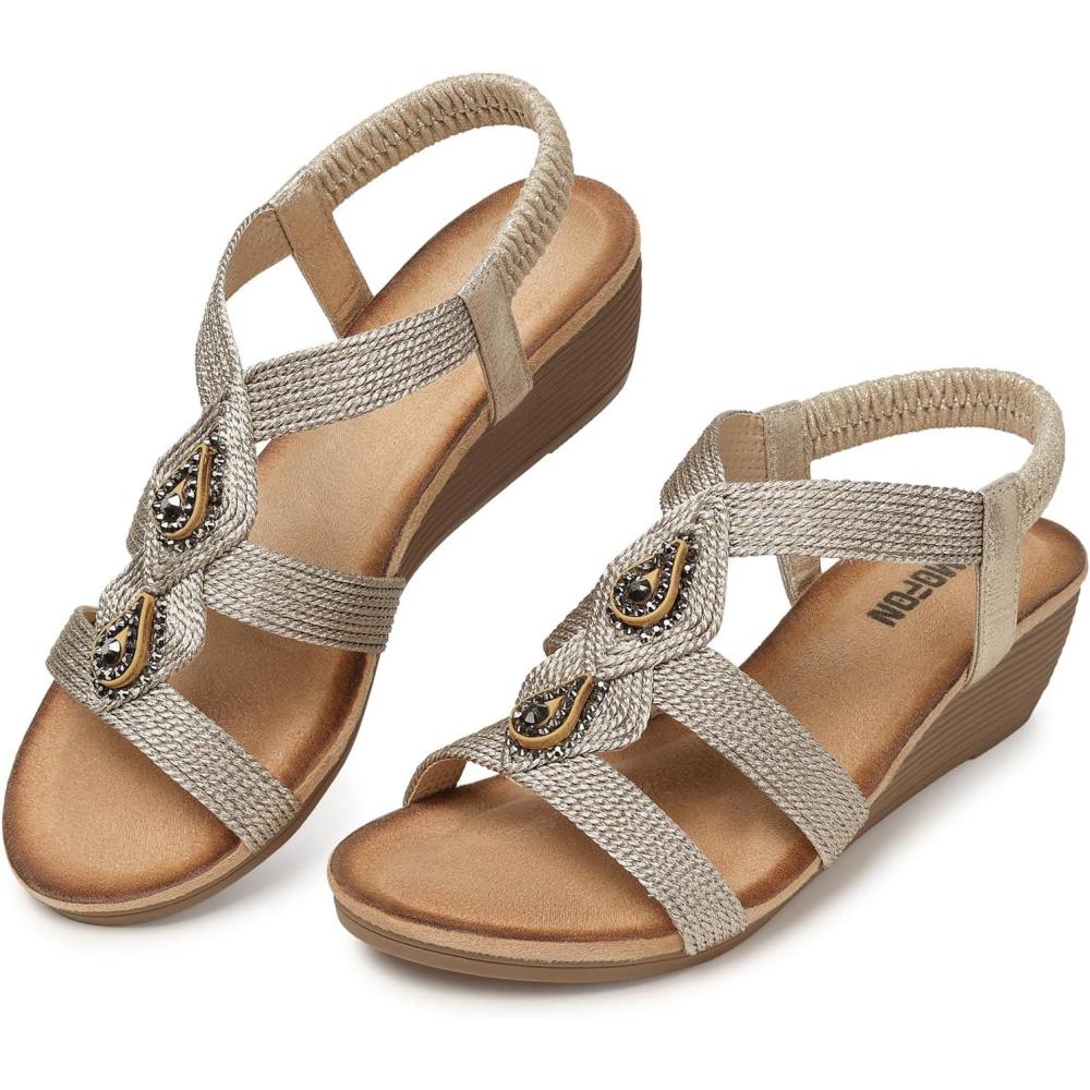 imageTEMOFON Womens Sandals Wedge Low Wedge Sandal Women Dressy Summer70brown