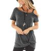imageTEMOFON Women Cold Shoulder Tops Summer Short Sleeve Shirts Casual Twist Knot Blouse TShirt S2XL152dark Grey