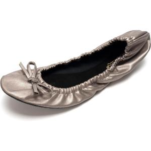 FUNKYMONKEY Foldable Ballet Flats for Women’s, Comfortable Portable Travel Roll Up Walking Shoes(Cool Grey)
