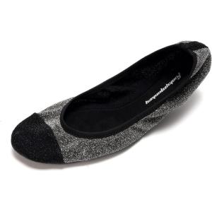FUNKYMONKEY Foldable Ballet Flats for Women’s, Comfortable Portable Travel Roll Up Walking Shoes(Silver)