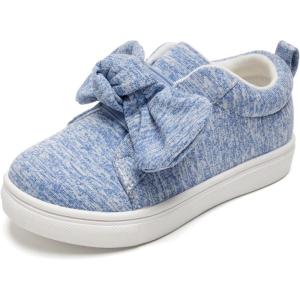 FUNKYMONKEY Girls Sneakers Lightweight Cute Bowknot Casual Walking Shoes for Toddler/Little Kids(Lt Blue)