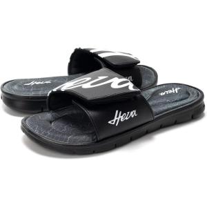 FUNKYMONKEY Memory Foam Sandals for Men, Outdoor Adjustable Comfort Graphic Strap Slide Sandals(Black)