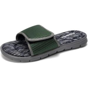FUNKYMONKEY Memory Foam Sandals for Men, Outdoor Adjustable Comfort Graphic Strap Slide Sandals(Grey/Mesh)