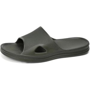 FUNKYMONKEY Mens Bathroom Shower Slippers Indoor Home Beach Non Slip Sandal(New Army Green)
