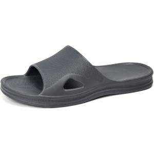 FUNKYMONKEY Mens Bathroom Shower Slippers Indoor Home Beach Non Slip Sandal(New Dark Grey)