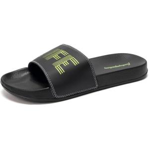 FUNKYMONKEY Men’s Casual Sandal Slippers Outdoor Indoor Slide for Men(Black/Fluo Green)