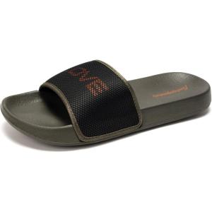 FUNKYMONKEY Men’s Casual Sandal Slippers Outdoor Indoor Slide for Men(Dk Green/Orange)
