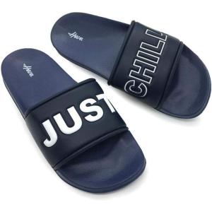 FUNKYMONKEY Men’s Casual Sandal Slippers Outdoor Indoor Slide for Men(Navy/Just Chill)