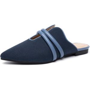 FUNKYMONKEY Mules for Women’s, Comfortable Closed Pointed Toe Slip on Slides (7 M US, Navy)