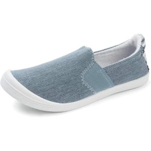 FUNKYMONKEY Shoes for Women, Comfort Low Top Canvas Slip On Sneakers Classic Casual Walking Shoes(Blue Jeans)