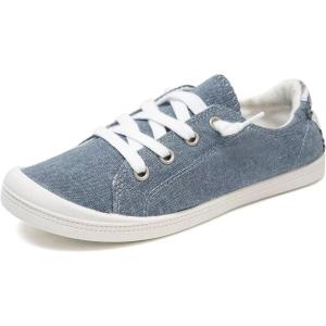 FUNKYMONKEY Shoes for Women, Comfort Low Top Canvas Slip On Sneakers Classic Casual Walking Shoes(Denim/Jd)