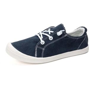 FUNKYMONKEY Shoes for Women, Comfort Low Top Canvas Slip On Sneakers Classic Casual Walking Shoes(Navy/Jd)