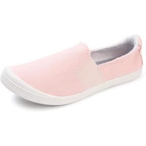 FUNKYMONKEY Shoes for Women, Comfort Low Top Canvas Slip On Sneakers Classic Casual Walking Shoes(Pink)