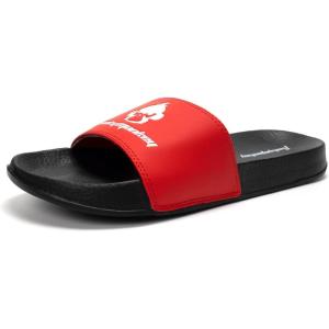 FUNKYMONKEY Slides for Men, Indoor & Outdoor Comfort Casual Sandals(Black/Red)