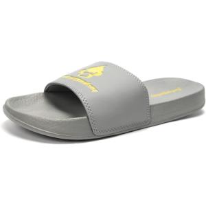 FUNKYMONKEY Slides for Men, Indoor & Outdoor Comfort Casual Sandals(Lt Grey)