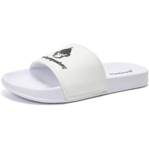 FUNKYMONKEY Slides for Men, Indoor & Outdoor Comfort Casual Sandals(White)