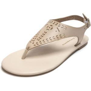 FUNKYMONKEY Thong Flat Sandals, Women’s Casual T-Strap and Adjustable Ankle Buckle for Summer Beach Sandals(Nude)