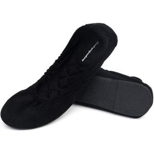 FUNKYMONKEY Women’s Ballet Flats Soft Round Toe Comfortable Shoes(Black)