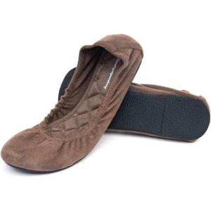FUNKYMONKEY Women’s Ballet Flats Soft Round Toe Comfortable Shoes(Brown)