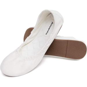 FUNKYMONKEY Women’s Ballet Flats Soft Round Toe Comfortable Shoes(White)