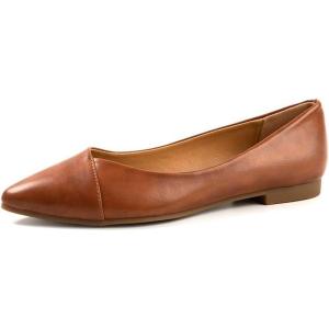 FUNKYMONKEY Women’s Classic Ballet Flats Casual Comfort Slip On Flats Shoes(Brown a)