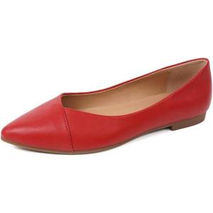FUNKYMONKEY Women’s Classic Ballet Flats Casual Comfort Slip On Flats Shoes(Red a)