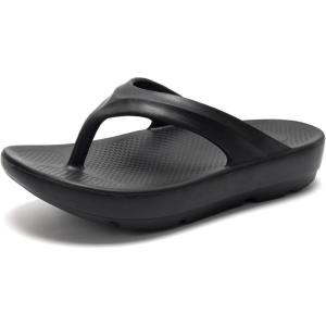 FUNKYMONKEY Women’s Thong Flip Flop Ultra Soft Arch Support Sandals(Black a)
