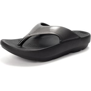 FUNKYMONKEY Women’s Thong Flip Flop Ultra Soft Arch Support Sandals(Black/Silver)