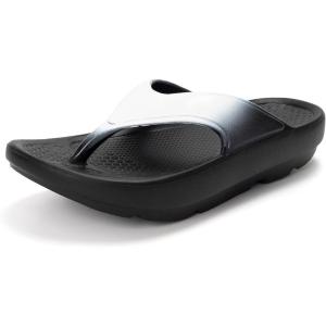 FUNKYMONKEY Women’s Thong Flip Flop Ultra Soft Arch Support Sandals(Black/White)