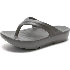FUNKYMONKEY Women’s Thong Flip Flop Ultra Soft Arch Support Sandals(Dk Grey a)