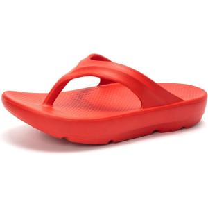 FUNKYMONKEY Women’s Thong Flip Flop Ultra Soft Arch Support Sandals(Red a)