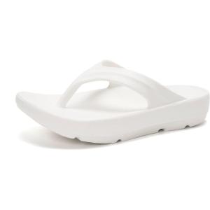 FUNKYMONKEY Women’s Thong Flip Flop Ultra Soft Arch Support Sandals(White a)
