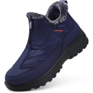TEMOFON Winter Snow Boots for Women: Waterproof Warm Fur Lined Walking Outdoor Ankle Booties Slip on Snow Shoes Size 5-12(2757-blue)