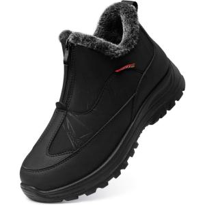 TEMOFON Winter Snow Boots for Women: Waterproof Warm Fur Lined Walking Outdoor Ankle Booties Slip on Snow Shoes Size 5-12(2dt2757-black)