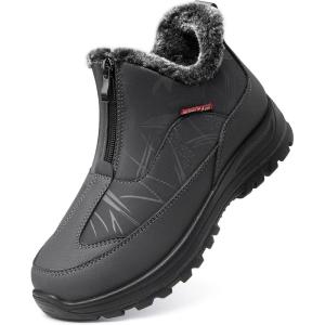 TEMOFON Winter Snow Boots for Women: Waterproof Warm Fur Lined Walking Outdoor Ankle Booties Slip on Snow Shoes Size 5-12(2dt2757-grey)