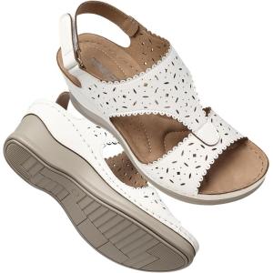 TEMOFON Womens Sandals Wedge Platform: Summer Ankle Strap Open Toe Wedge – Dressy Sandals Women – Comfortable Walking Low Sandal(2682-white)