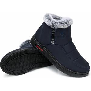 TEMOFON Womens Snow Boots Winter Warm Ankle Boots Waterproof Outdoor Fur Lined Shoes for Women(07-blue)