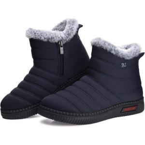 TEMOFON Womens Snow Boots Winter Warm Ankle Boots Waterproof Outdoor Fur Lined Shoes for Women(2605-blue)
